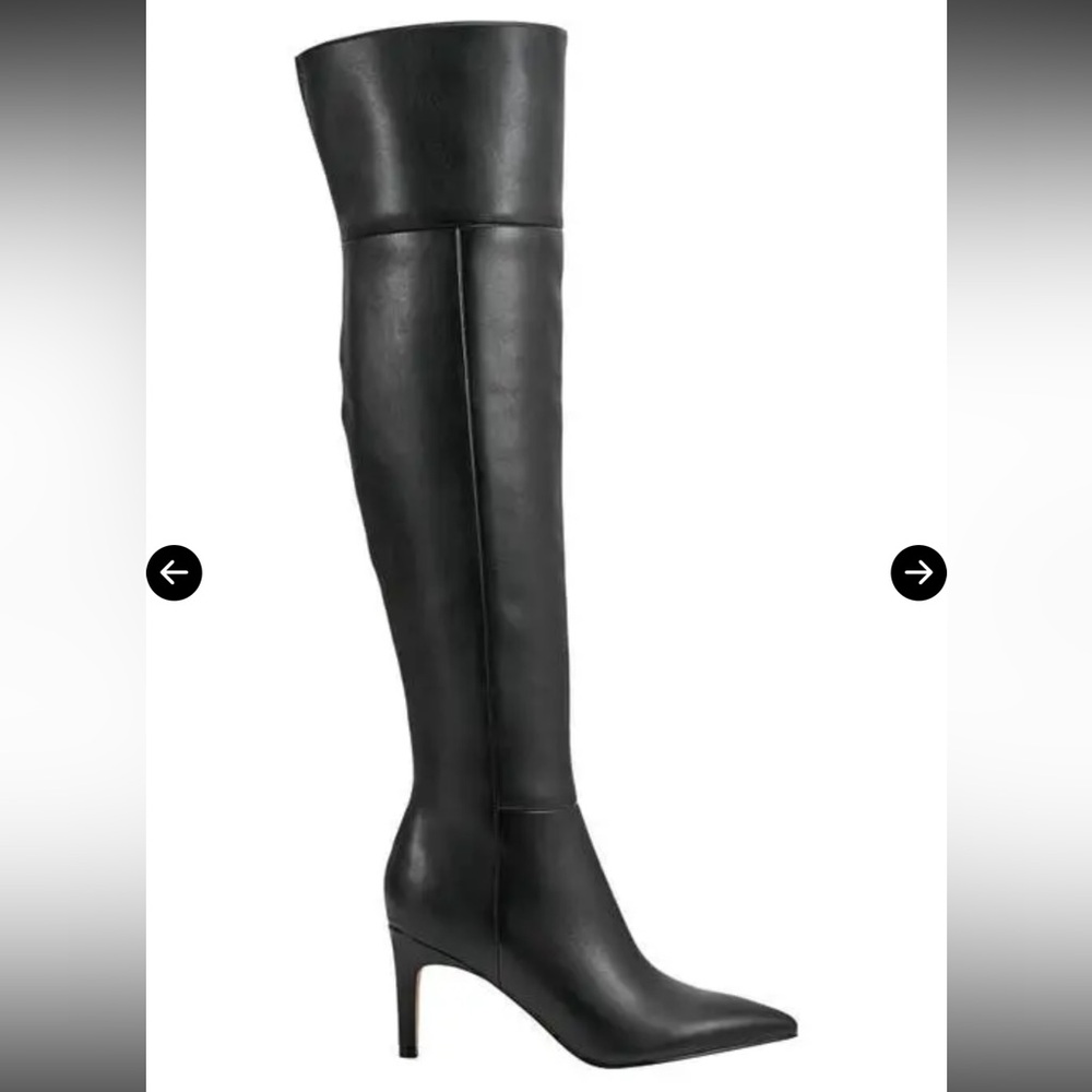 Marc Fisher Black Heeled Knee-High Boots - Picture 3 of 7